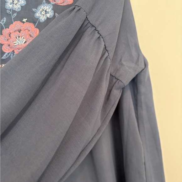 SAVANNA JANE Blue Cottagecore Romantic Embroidered Long Sleeve Dress Size 1X - Picture 9 of 15